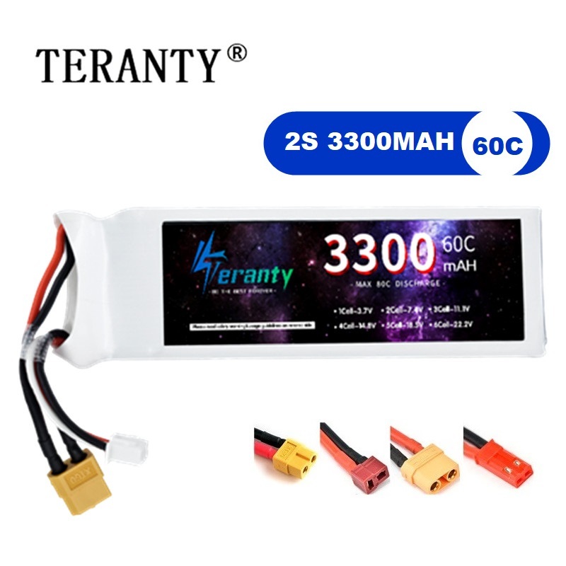 Drone Battery Connector - 2S 7.4V baterai LiPo 3300mAh 60C