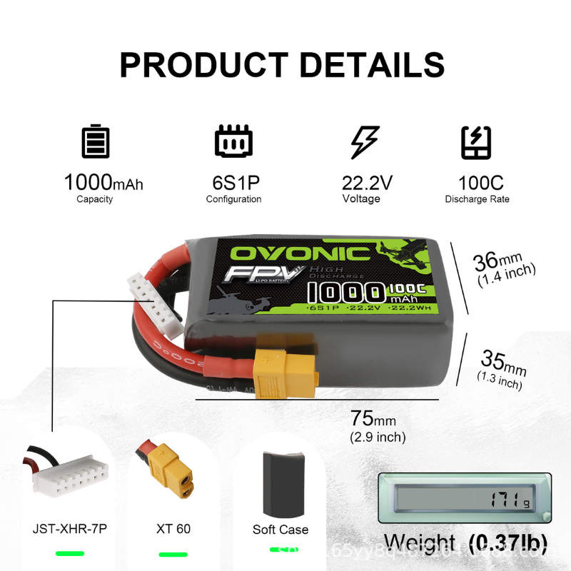 2 Buah Baterai LiPo OVONIC 100 - Drone Battery 6S ulasan dan harga