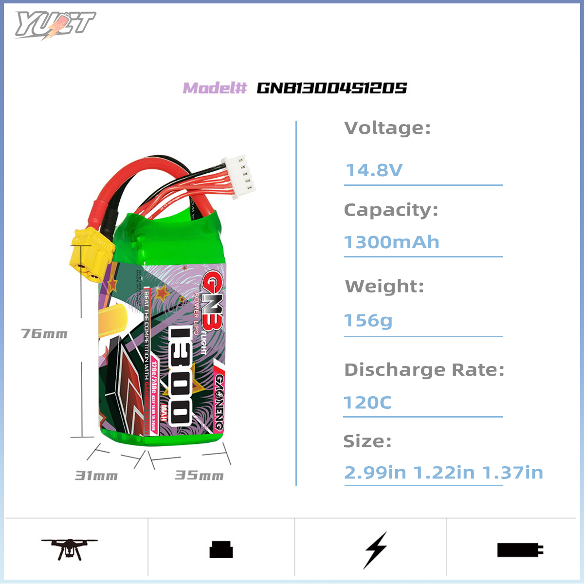 Baterai LiPo YUCT GNB 6S 22.2V - Drone Battery 4S ulasan dan harga