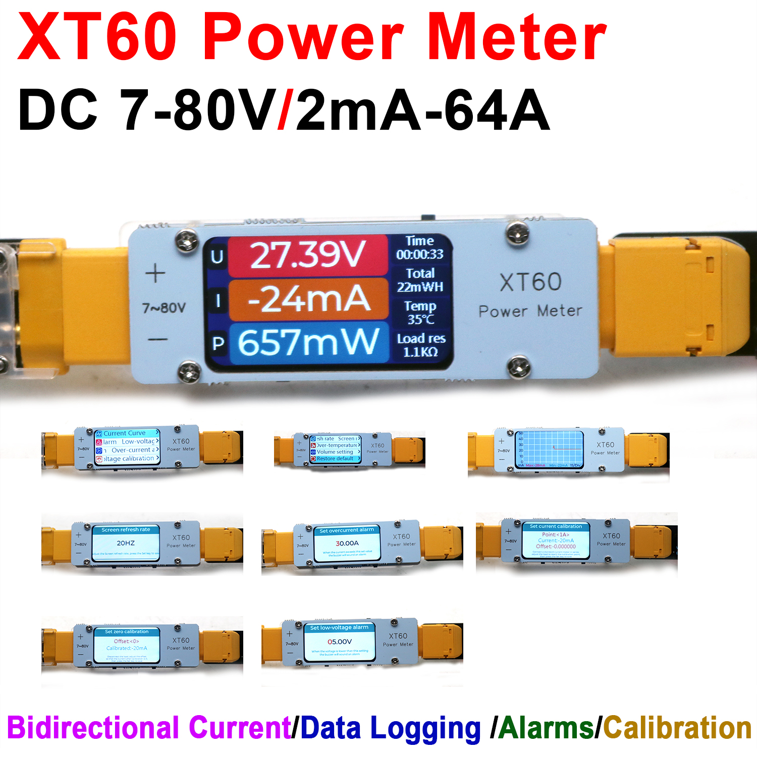 64A DC XT60 Power Meter Penguk - Drone Battery Voltage Checker ulasan dan harga